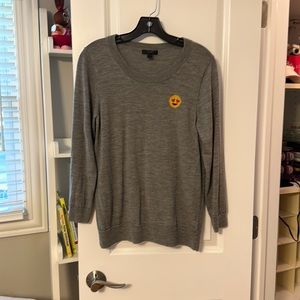 Ike new, j crew sweater with heart eyes smiley emoji